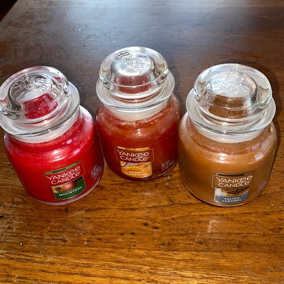 Yankee candle Macintosh, Honey Clementine and Salted caramel 3.7 ounce candles